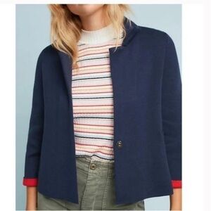 Anthropologie Moth Navy/Red Amoruso Cardigan Jacket Sz Small